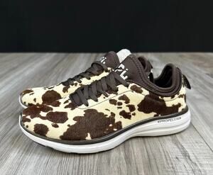 APL Iconic Phantom Cow Hair Print Sneakers Deep Brown White Womens Size 7 NEW